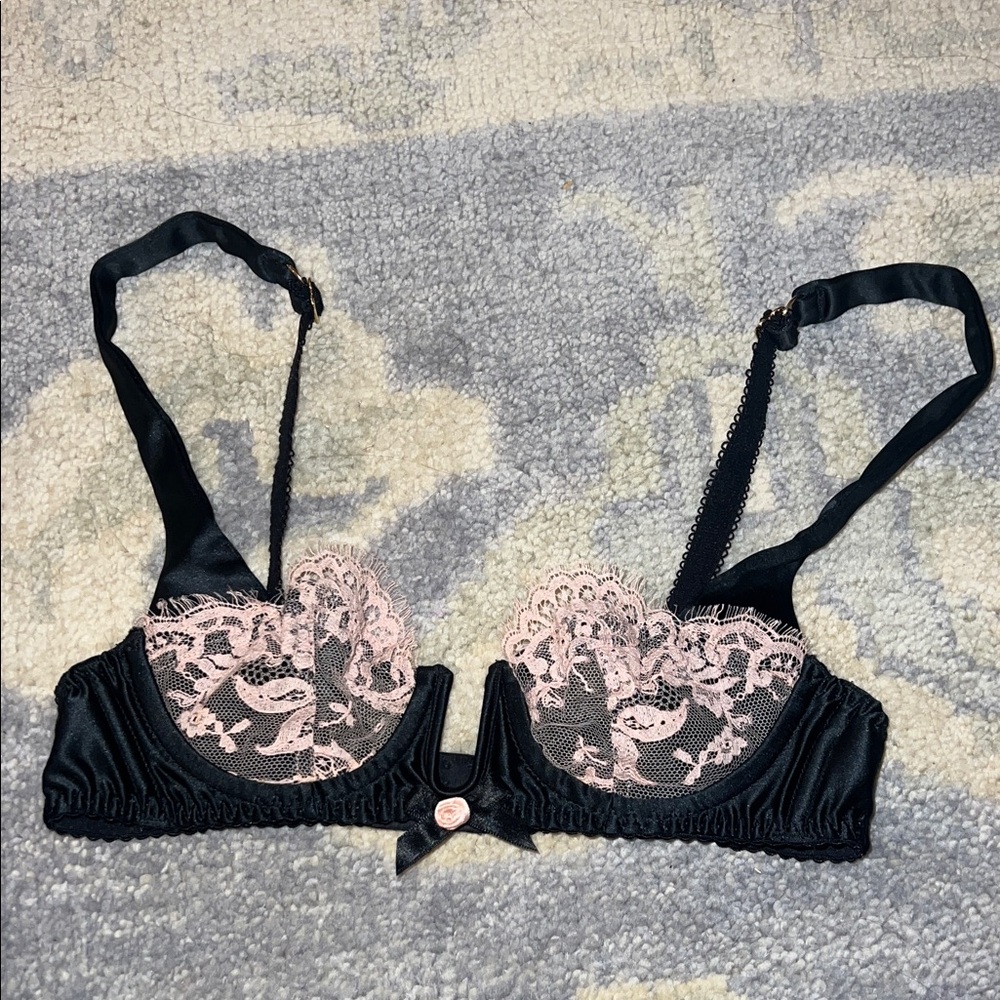 Agent Provocateur Black and Pink Lace Bra
